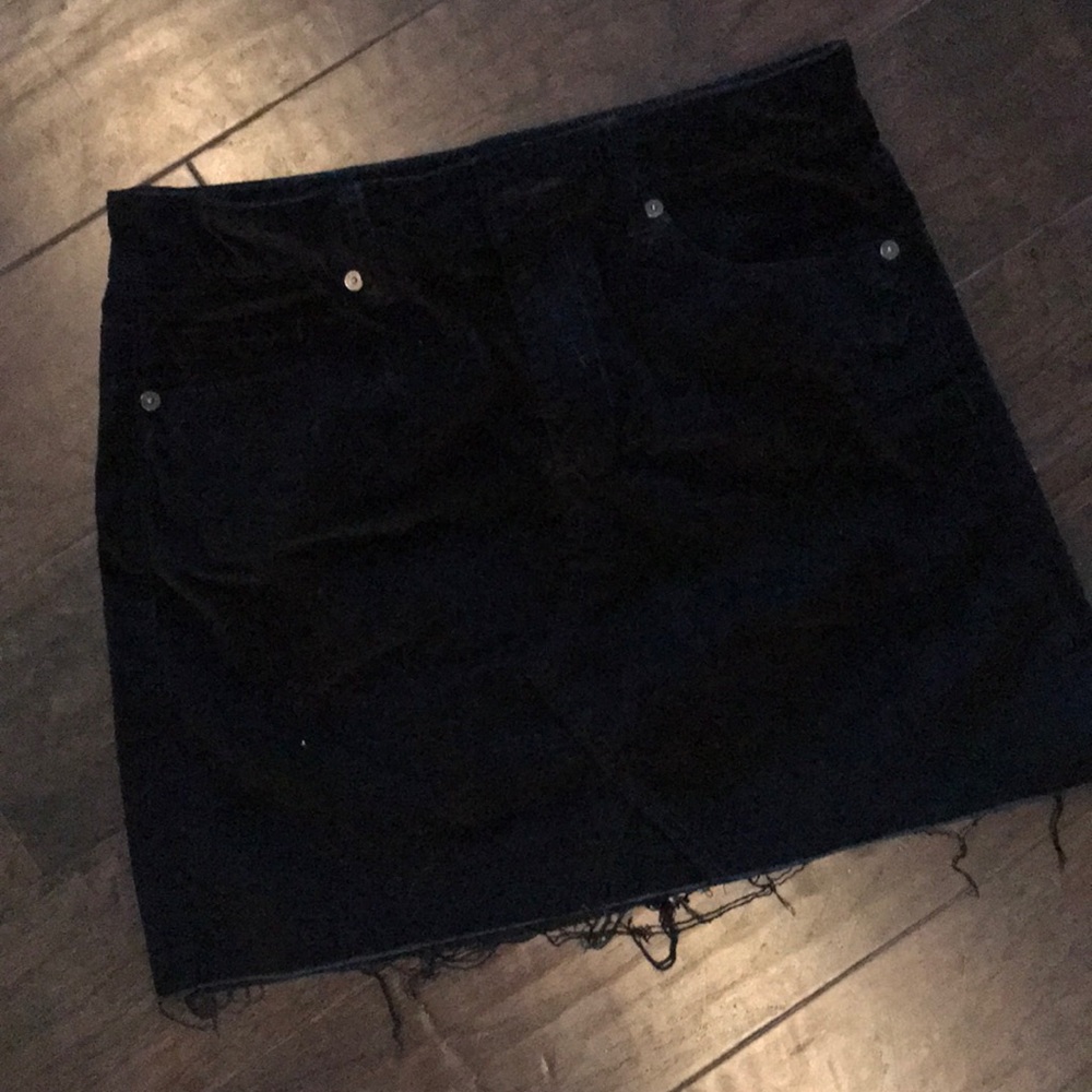 Blank NYC Black Velvet Denim Mini Skirt